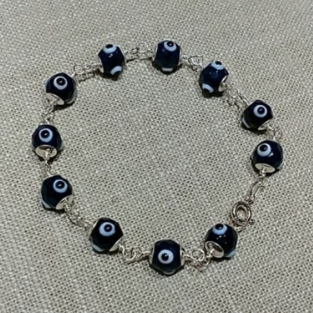 Faceted black Murano glass Evil Eye